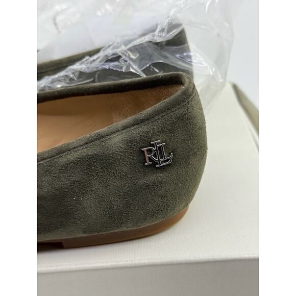 LAUREN Ralph Lauren Jayna Suede Flat Ballet Pumps Dark Olive Womens Size 7.5 B - Picture 7 of 12